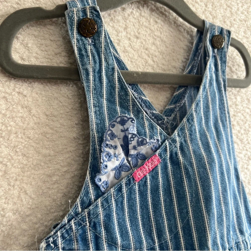 Osh Kosh B’Gosh Vintage Retro Denim Stripe Blue Overalls Infant Size 24‎ Months